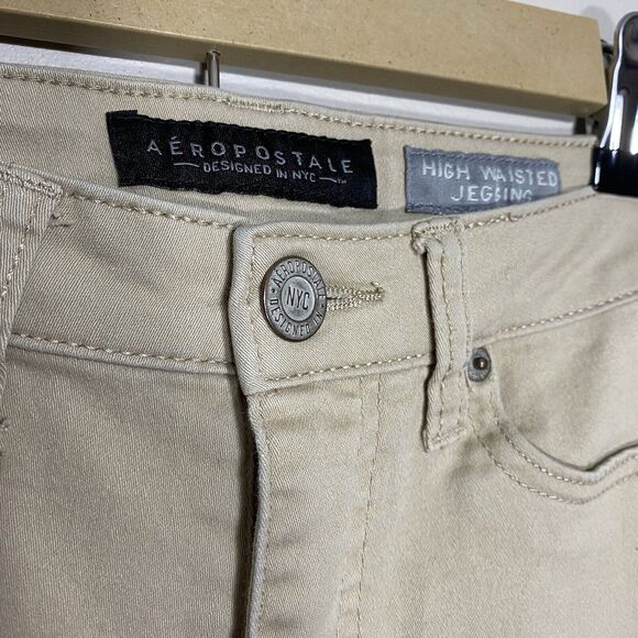 Aeropostale Jeans Jegging Womens 2 Short 26x26 Beige High Waisted Pants Classic - Picture 3 of 8